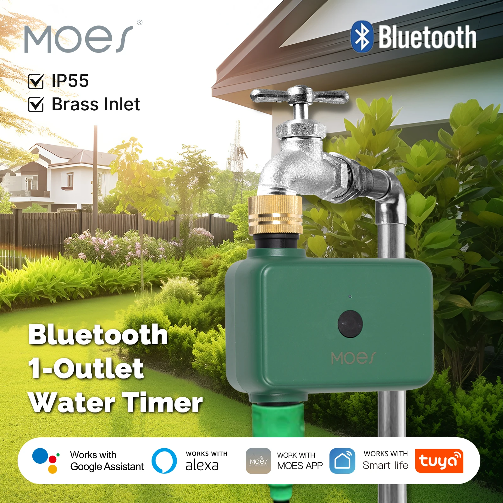 MOES Tuya Smart Bluetooth 1-выпускной клапан, спринклер, таймер воды, автоматический программируемый контроллер, фильтр с задержкой дождя, шайба, управление через приложение