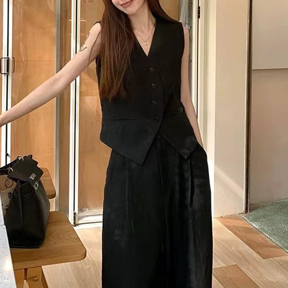 Фото TWOTWINSTYLE, белый однобортный комплект из двух предметов, женская рубашка без рукавов с v-образным вырезом, базовый женский комплект с юбкой, летняя мода №5