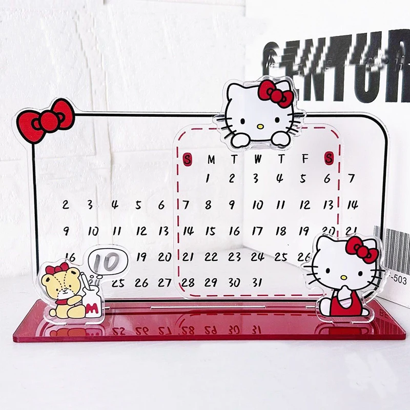 Кавайный акриловый календарь Hello Kitty Sanrio аниме мультфильм в сборе настольная доска для объявлений праздничные подарки для девушек