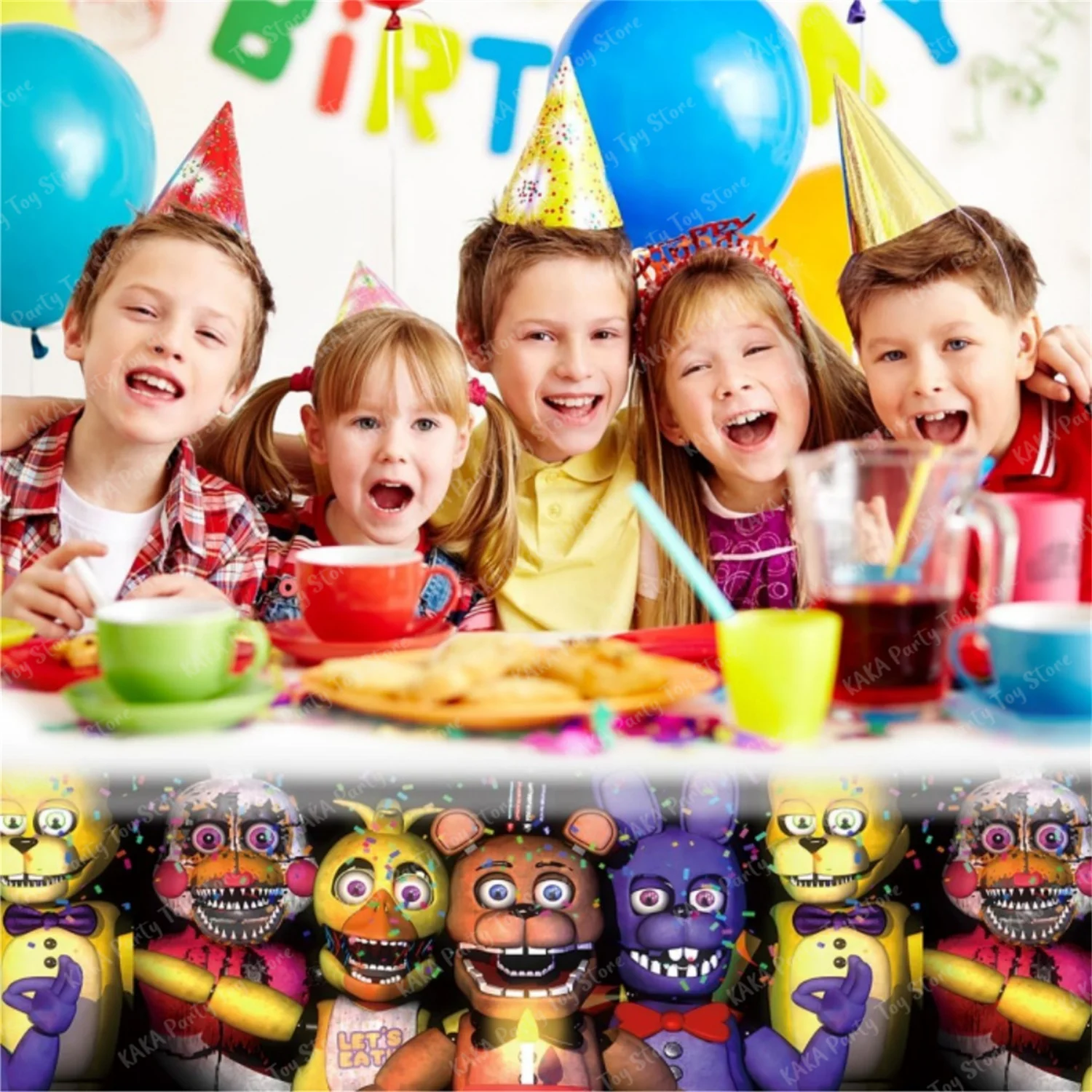 123 шт., скатерть для вечеринки FIve Night At Freddys, одноразовая крышка для стола с рисунком FNAF, детское украшение на день рождения, товары для вечеринок, игрушки (art.: 3920c8dfe9dfa) - 3920c8dfe9dfa