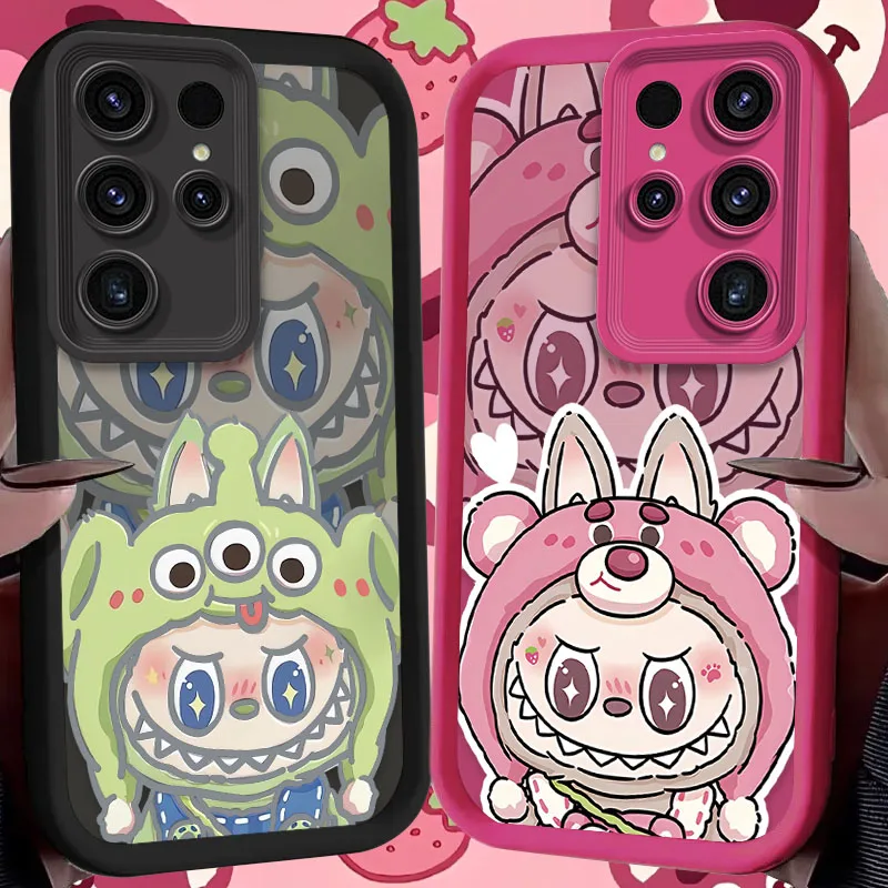 Чехол для телефона Cute Cartoon Labubu для Samsung Galaxy S25 S24 S23 Ultra S22 S21 Plus FE 5G A54 A34 A14 A73 A53 A33 5G, силиконовый чехол