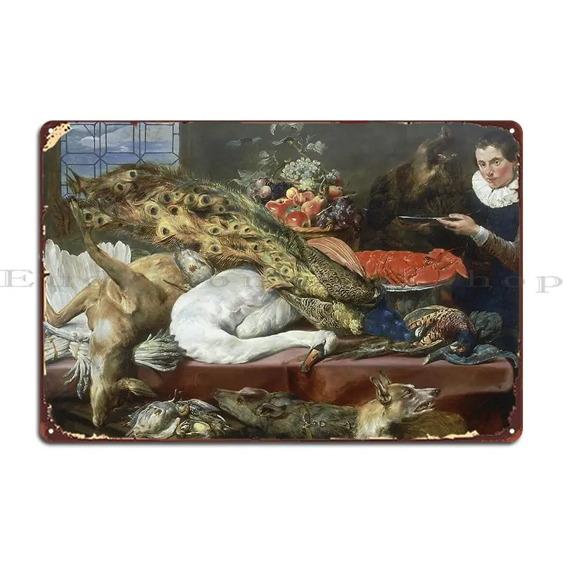 Frans Snyders Larder с служащим, металлический плакат на бляшку, Забавный дизайн, дизайнерский паб, кухня, клуб, жестяной плакат