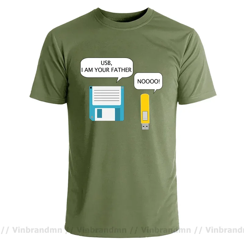 Фото 70s 80s Apparel USB Floppy Disk I am Your Father T-shirt Geek Gifts Tshirt Vintage 100%Cotton High Quality Design Tops Tee Shirt №4