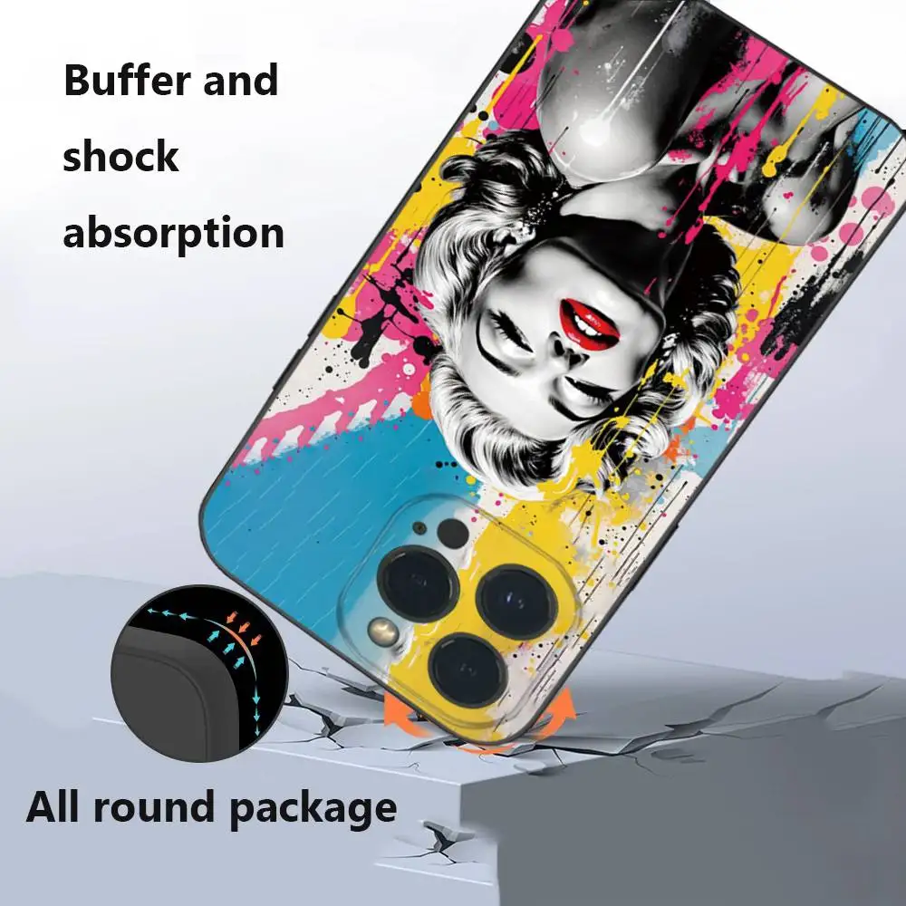 Чехол для телефона IPhone 16 15 14 13 12 Mini 11 Pro XS Max X XR SE5 6 7 8 Plus M-Marilyn Monroes Мягкий силиконовый чехол Чехлы и чехлы для мобильных телефонов