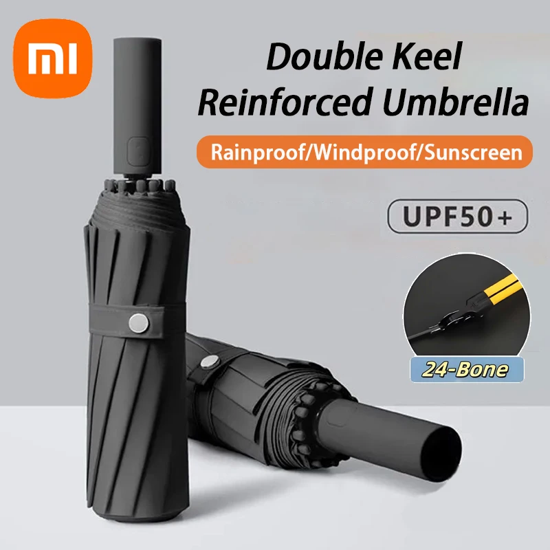 Автоматический зонт Xiaomi, 24-костный однотонный светильник, складной, широкоформатный, уличный, водонепроницаемый, солнцезащитный, с защитой от ультрафиолета