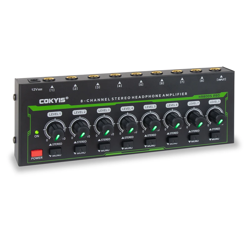 Усилитель для наушников HA800S Pro 8-канальный Hi-Fi настольный стерео аудио усилитель RGB световая полоса адаптер питания
