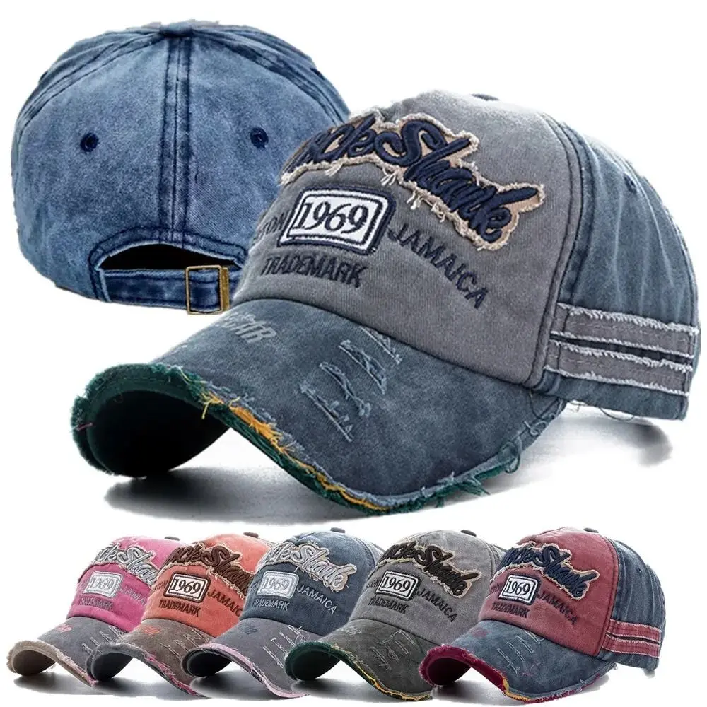 Модная бейсболка из потертого денима с буквами 1969, винтажная шляпа Snapback с буквами, лоскутная повседневная шляпа дальнобойщика, уличная уличная одежда