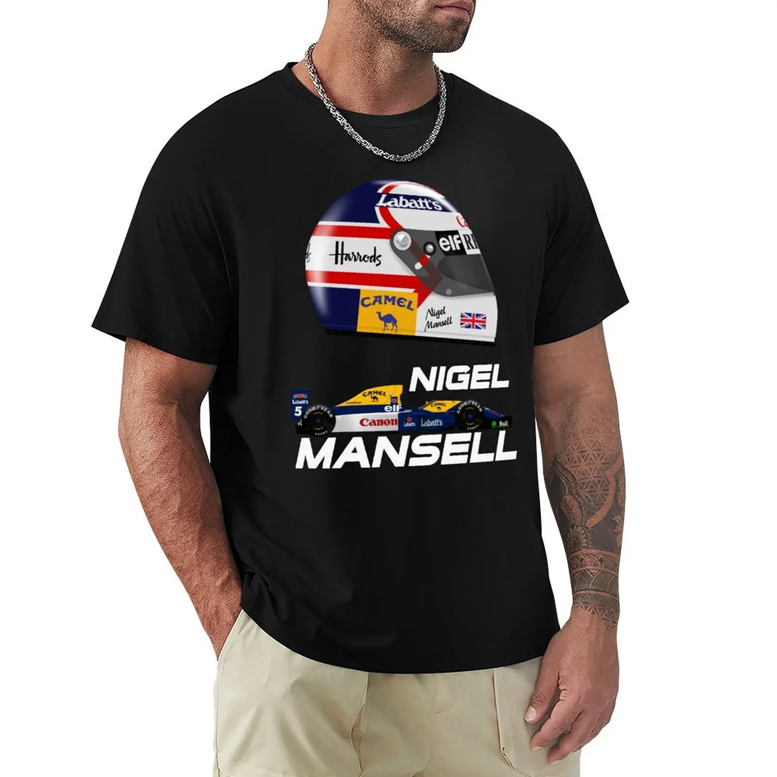Футболка Nigel Mansell 1992 - Williams f1 - Williams FW14b, винтажная одежда, футболки, мужские рубашки для тренировок