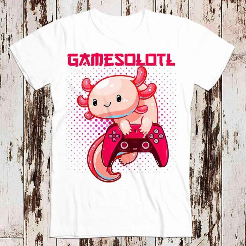 Gamer Axolotl Lover Cute Axolotls Интернет-игровой стиль Дизайн Топ-арт Ретро Футболка Бестселлер Футболка Дышащие Camisetas