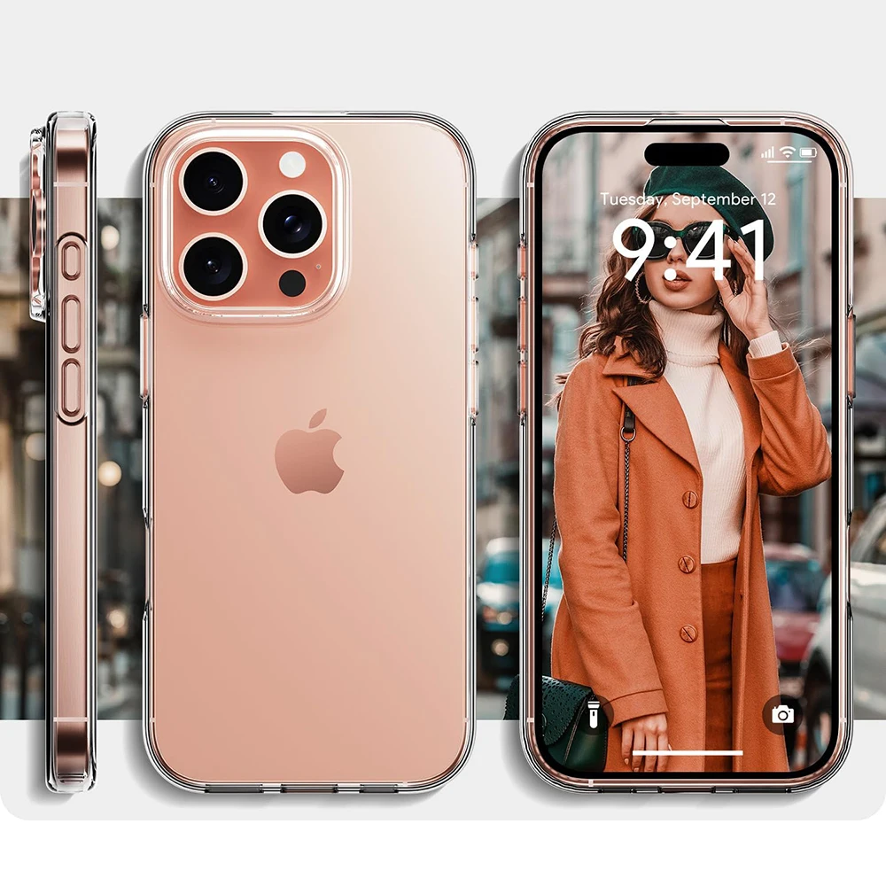 Фото Прозрачный силиконовый мягкий чехол для iPhone 16 15 14 13 12 11 Pro Max Mini Plus, Ультратонкий Прозрачный чехол-накладка, противоударный чехол №2