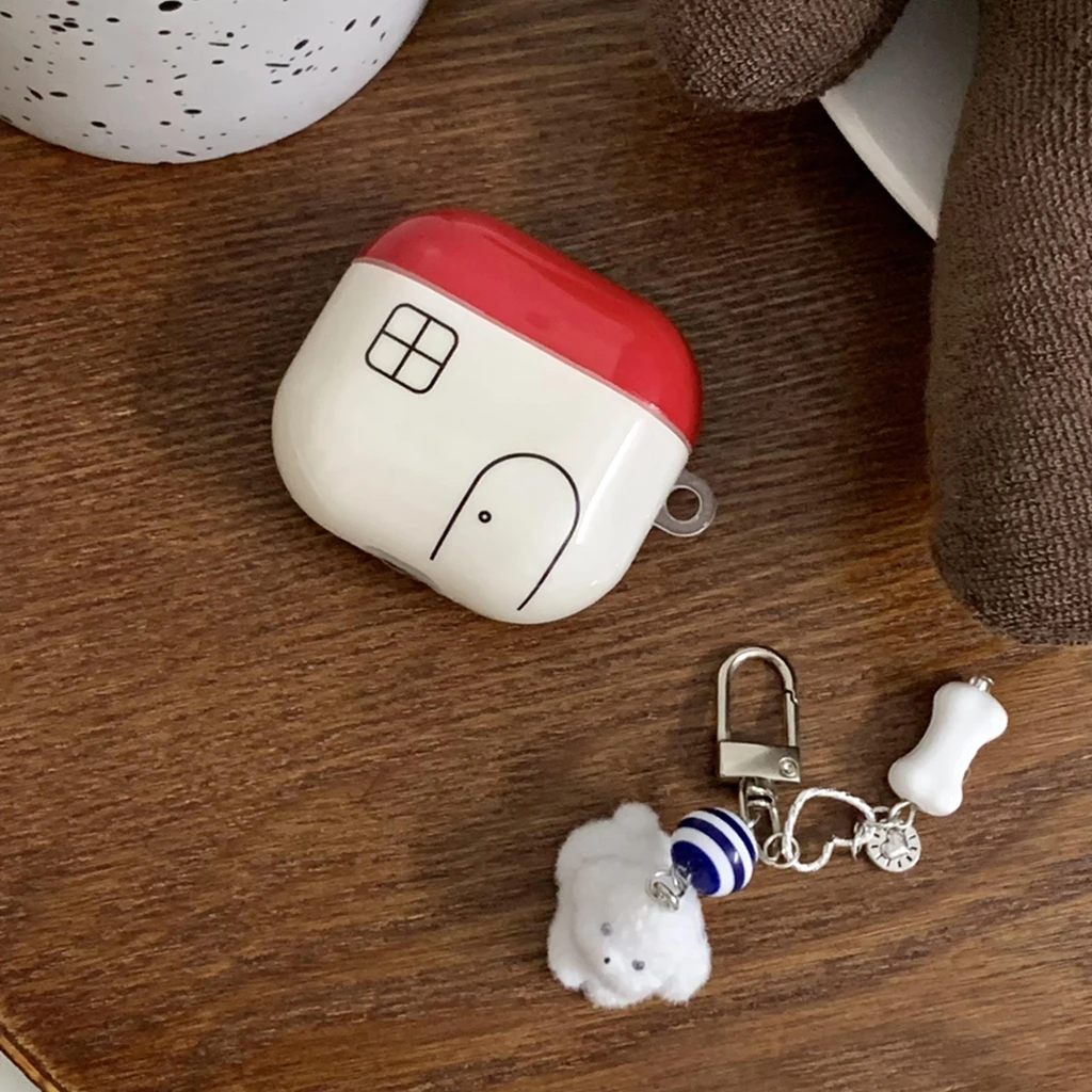 Фото Простой милый чехол с подвеской в виде кости красной линии House для AirPods 1 или 2 3 4 AirPods Pro Pro 2 Pro 3 №3