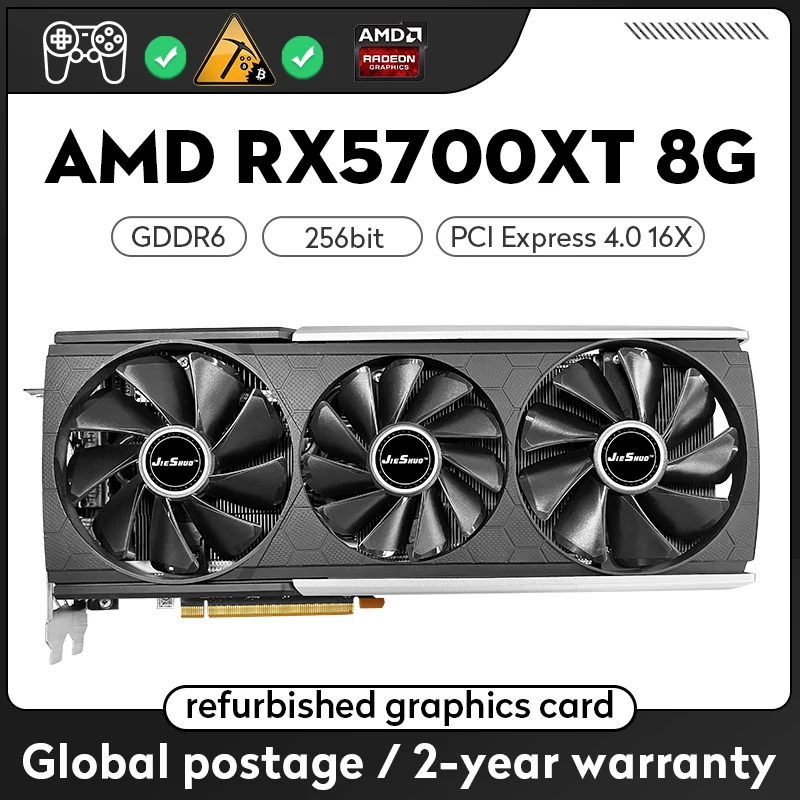 JIESHUO RX 5700XT 8G 256 бит GDDR6 игровая видеокарта GPU Radeon RX5700XT 8 гб поддержка компьютерного настольного видео