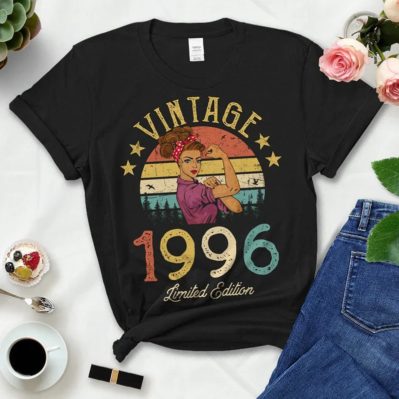 Винтажная летняя модная одежда в стиле ретро 1996 года, женские футболки, женская одежда для дня рождения 29–29 лет, футболка, повседневная одежда