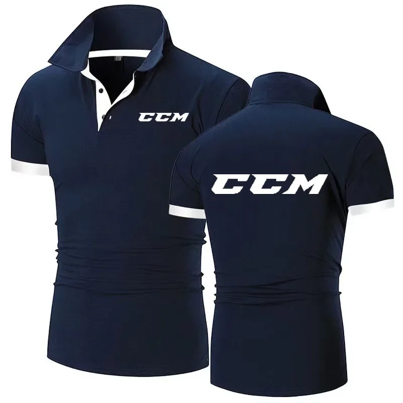 Мужская рубашка-поло CCM 2024, новая летняя модная спортивная рубашка с принтом, повседневная хлопковая рубашка-поло в стиле хип-хоп, большое количество женских рукавов