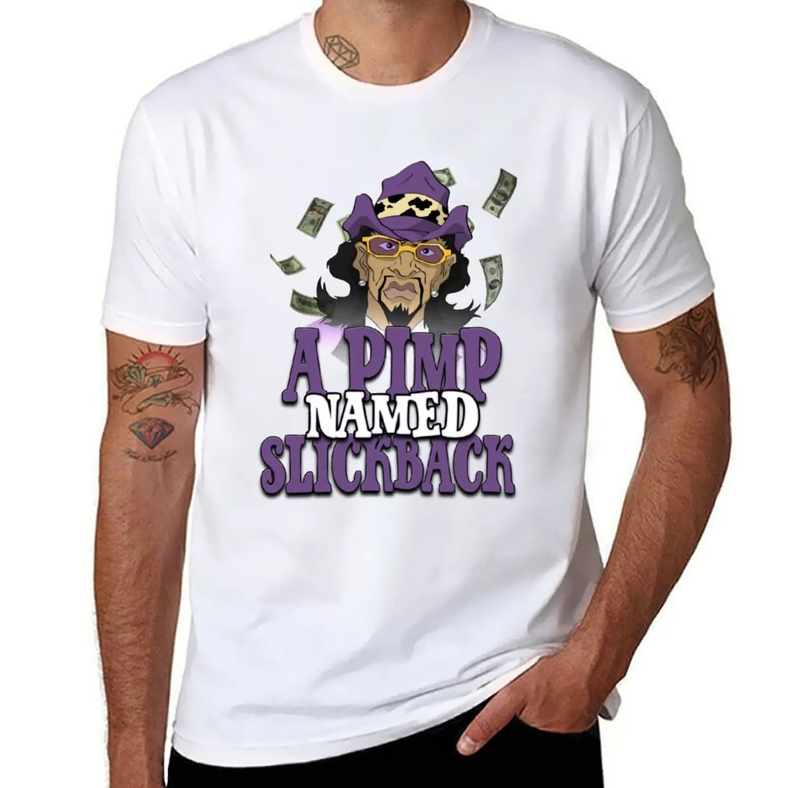 Футболка с надписью Pimp Slickback Boondocks, забавные футболки, мужские забавные футболки, темная футболка с юмором