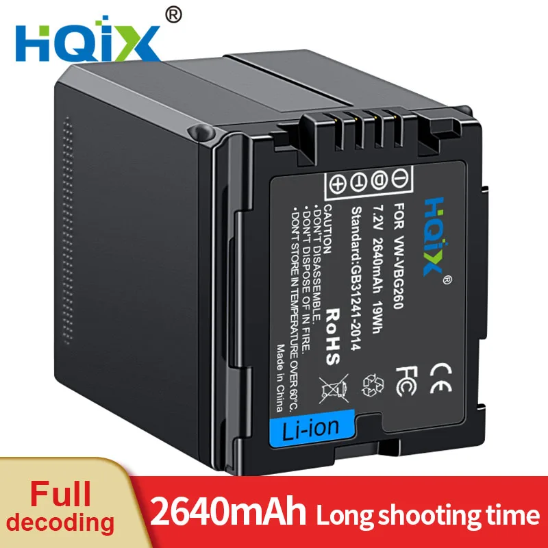 HQIX для камеры Panasonic HDC-DX3 SD3 SD7 HS100 SD9 SD200 SD20 SD1 SD5 HS200 HS350 HS100 HS9 SDR-H18 VW-VBG260 Зарядное устройство Аккумулятор