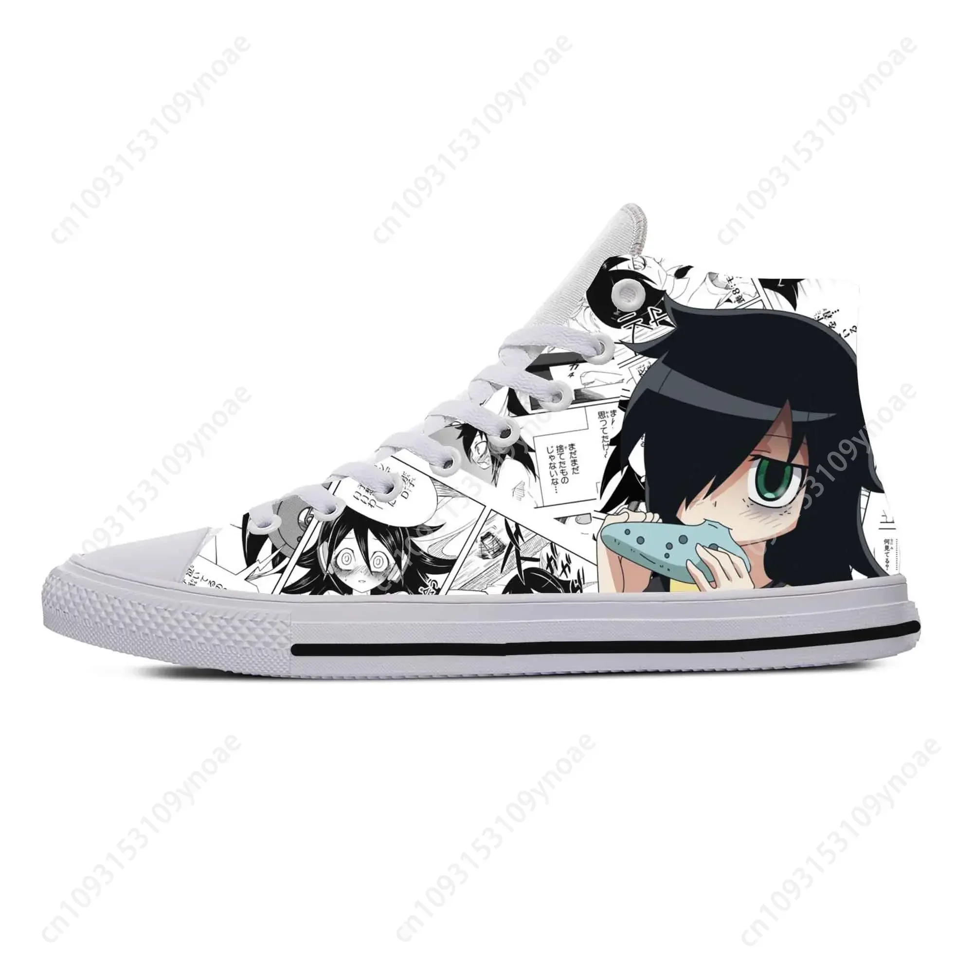 Японское аниме Манга Комикс Watamote Kuroki Tomoko Повседневная тканевая обувь Высокие легкие дышащие мужские и женские кроссовки с 3D принтом