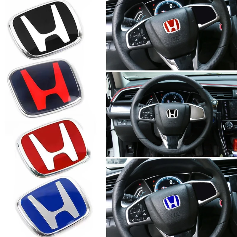 1 шт. логотип H для автомобиля, эмблема на руле, центральный значок Civic Accord City CRV Jade Fit Odyssey Hybrid, красный, черный, синий, аксессуары