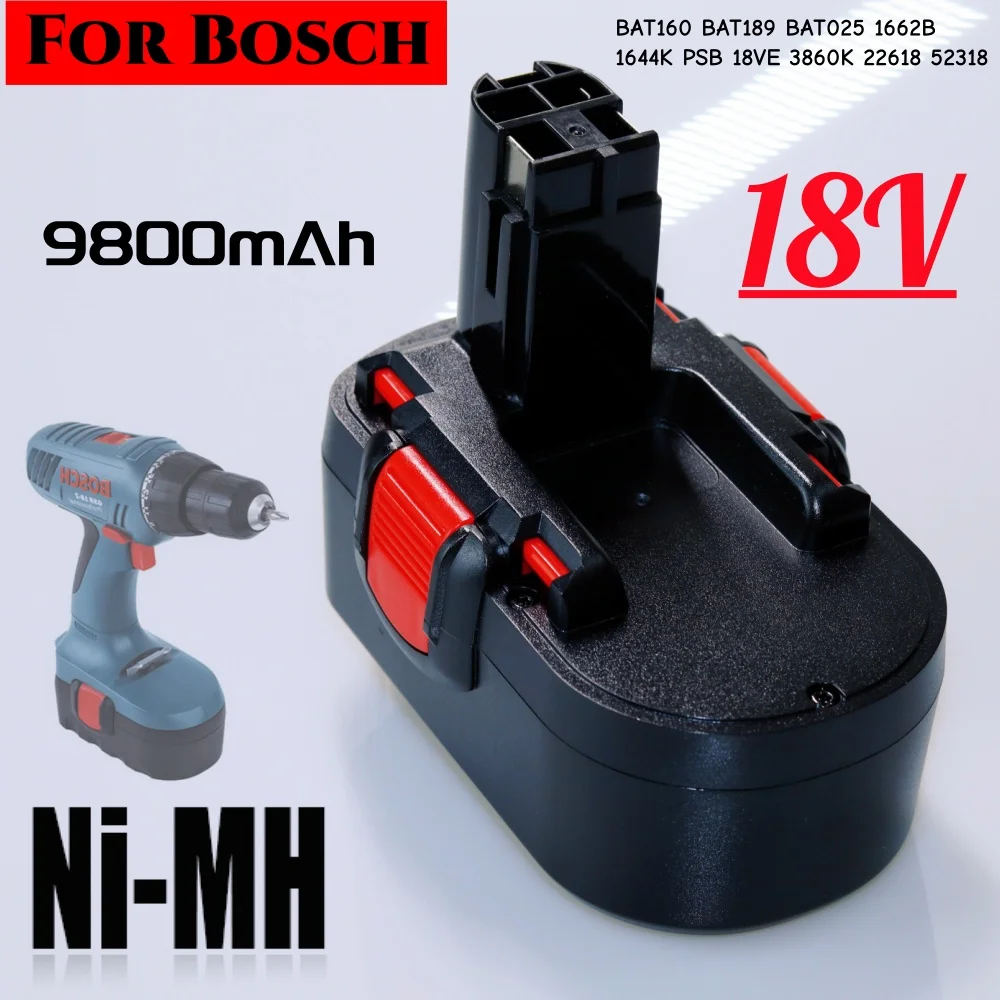 Для Bosch 18 В 9,8 Ач Ni-MH сменный аккумулятор для Bosch BAT025 BAT026 BAT160 2607335735 2607335277 PSR18 VE-2 GSR18
