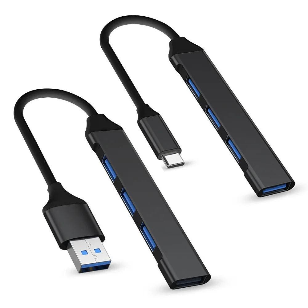 Новый высокоскоростной разветвитель для адаптера OTG, черного цвета, 4 USB-порта, 3,0/2,0, компьютерные аксессуары