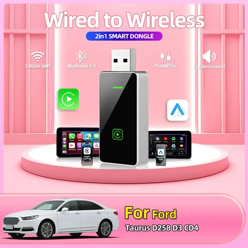 2025 Автомобильный Стайлинг Mini CarPlay Беспроводной адаптер Car Play Bluetooth WiFi Быстрое подключение Plug and Play для Ford Taurus D258 D3 CD4