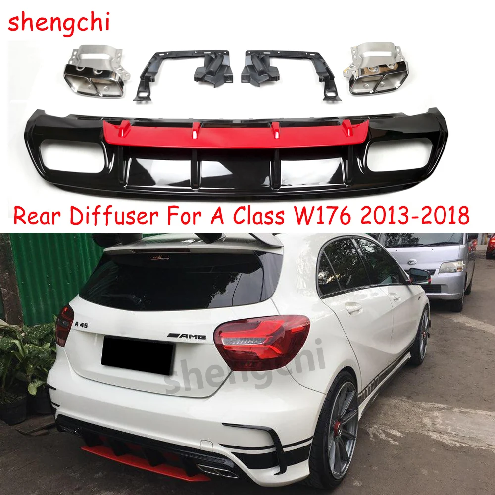 W176 A45 диффузор заднего бампера и выхлопные наконечники для Mercedes Benz класса A W176 A160 A180 A200 A250 AMG Sport 2013-2018