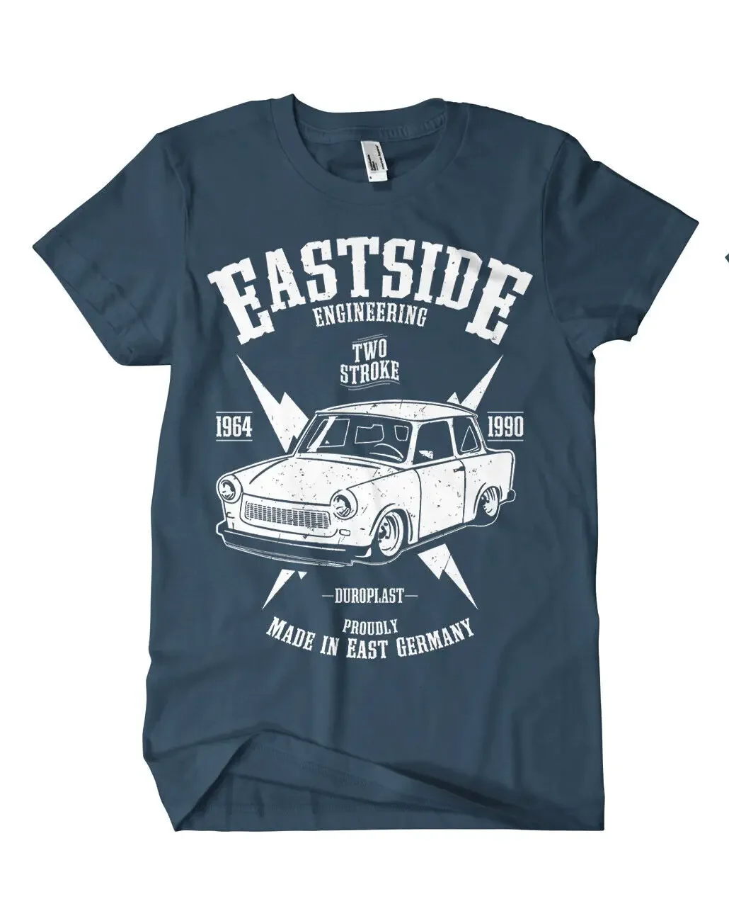 Трабант Eastside футболка с принтом на инженерную тематику Trabi, Восточный культ, GDR, ретро, двухтактный картон IFA