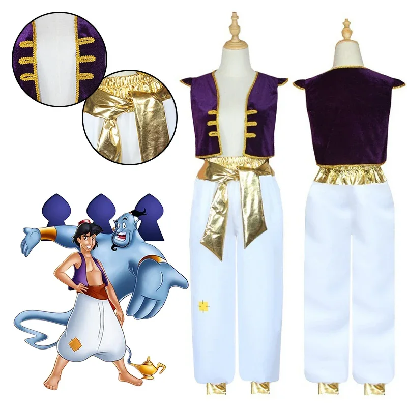 Aladdin костюмы для детей мальчиков аниме Аладин волшебная лампа принц косплей костюм жилет брюки комплект для детей Хэллоуин