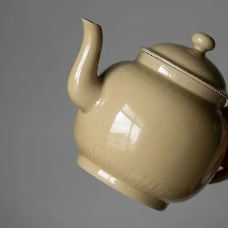 Фото Ding Ware Желтый чайник Керамический желтый чайный сервиз Маленький чайник Ручной чайник кунг-фу Чайник Чайник №5