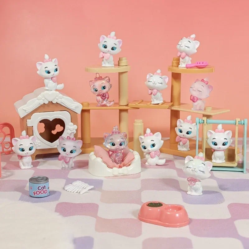 Оригинальная мини-фигурка мини-кошки Miniso Мари из аниме «аристокоты», Милая модель, игрушка, аниме мультяшная Кукла, автомобиль, декор Dsek, коллекционный подарок для детей