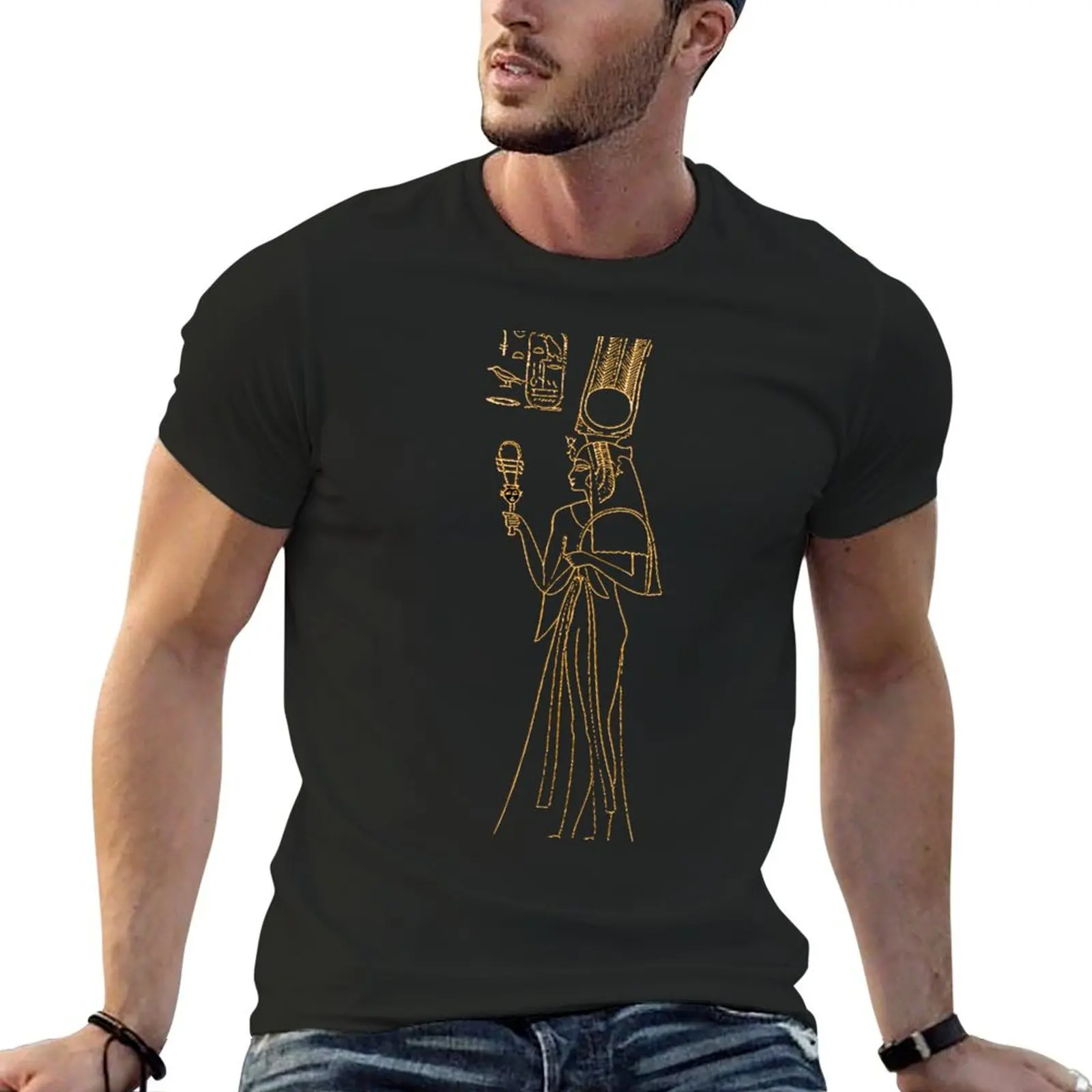 Nefertari, золотистая и черная-королева рам, футболки, простые белые топы для мальчиков, футболки для мужчин с графикой