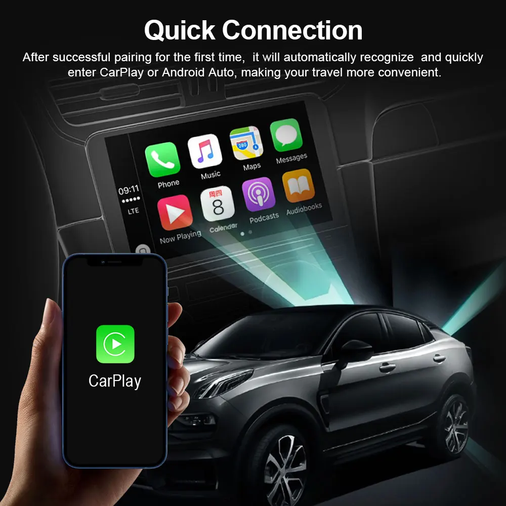 Фото 2 в 1, беспроводной адаптер CarPlay для Mazda, Subaru, Citroen, Audi, Mercedes, Kia, Ford, Opel №5