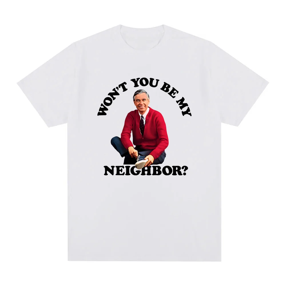 Футболки Mister Rogers WONT YOU BE MY NEIGHBOR, мужская и женская повседневная классическая эстетичная футболка большого размера с рукавами из 100% хлопка