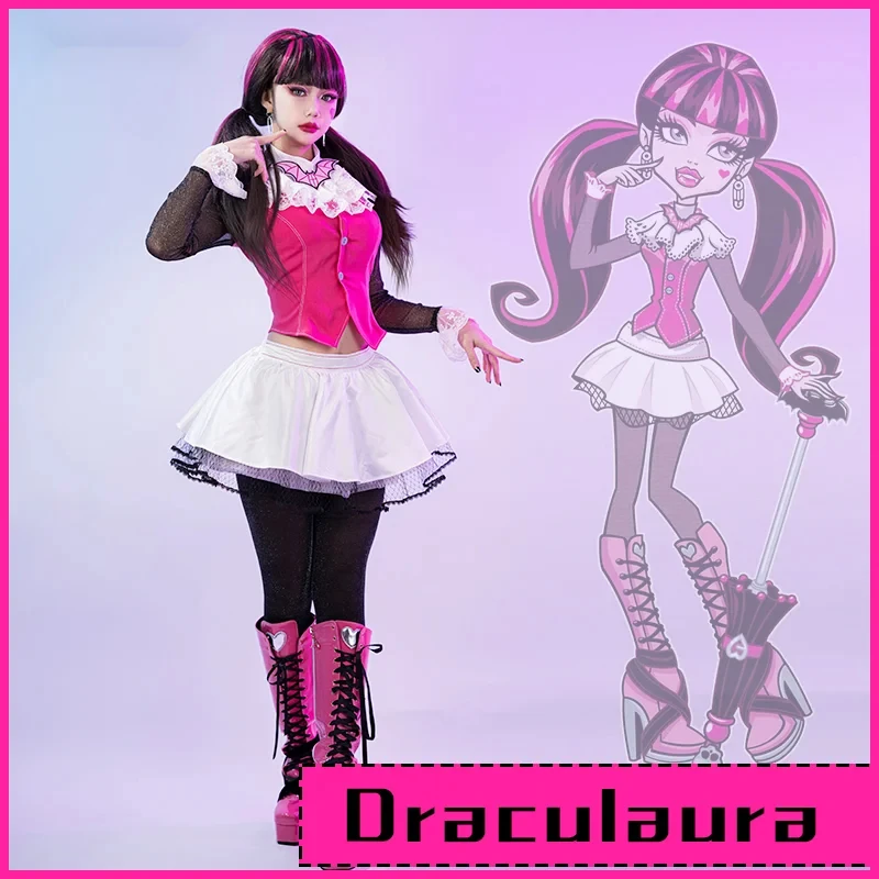 Monster High: Draculaura Косплей Костюм Розовый Костюм Вампир Аниме Женский Косплей Костюмы на Хэллоуин