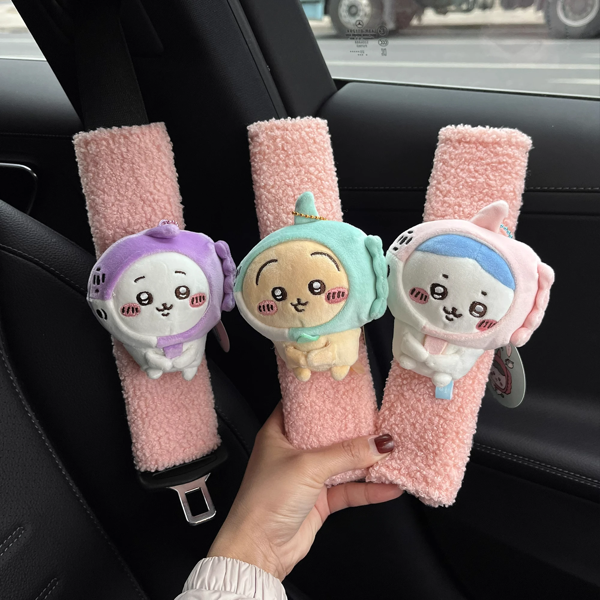 Kawaii Chiikawa Hachiware Usagi милый плюшевый чехол для ремня безопасности плечевой ремень метеоритный дождь метеоритная кукла аксессуары для салона автомобиля