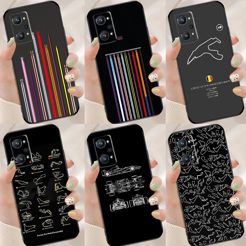 Минималистичный чехол F1 Circuit для OnePlus 9 Pro Nord2 8T 9R, чехол для Realme GT Master GT Neo2 8i C21 8 Pro, чехол Coque