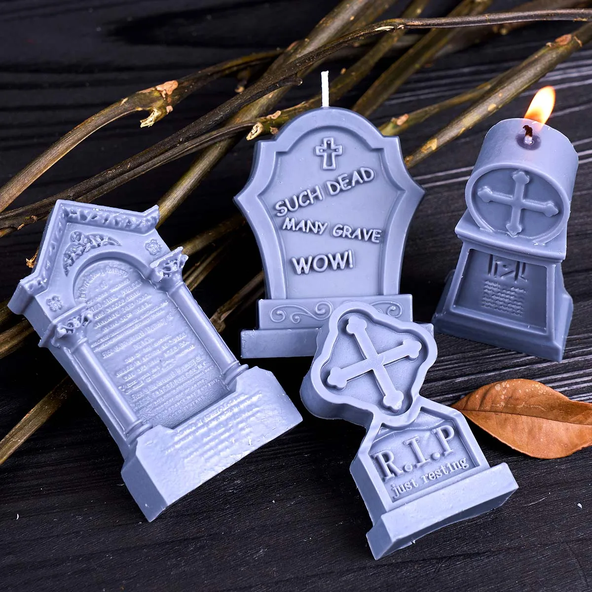 Фото 3D мультистиль рельефный крест надгробие форма для свечи DIY Хэллоуин череп мыло силиконовые формы гипс смола ремесло изготовление домашнего декора №3