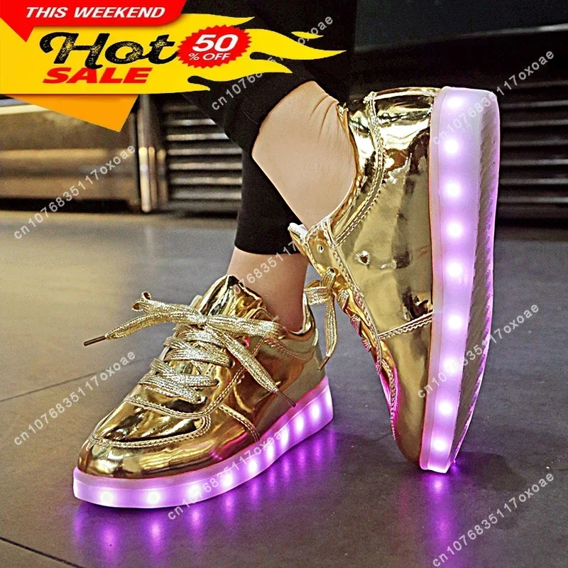 Обувь Trump Homme Светящиеся кроссовки для мальчиков и девочек Chaussures Lumineuse 11 цветов Золотые светящиеся повседневные кроссовки со светодиодной подсветкой унисекс 30-44
