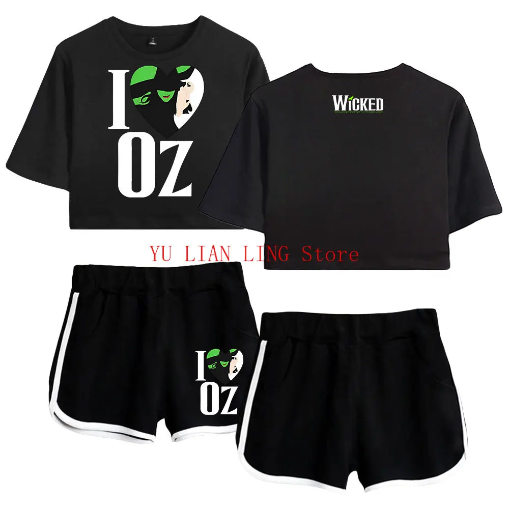 Летние женские комплекты из фильма «WICKED The Musical Merch», укороченный топ, шорты, комплект из двух предметов, повседневный женский спортивный костюм, спортивный костюм
