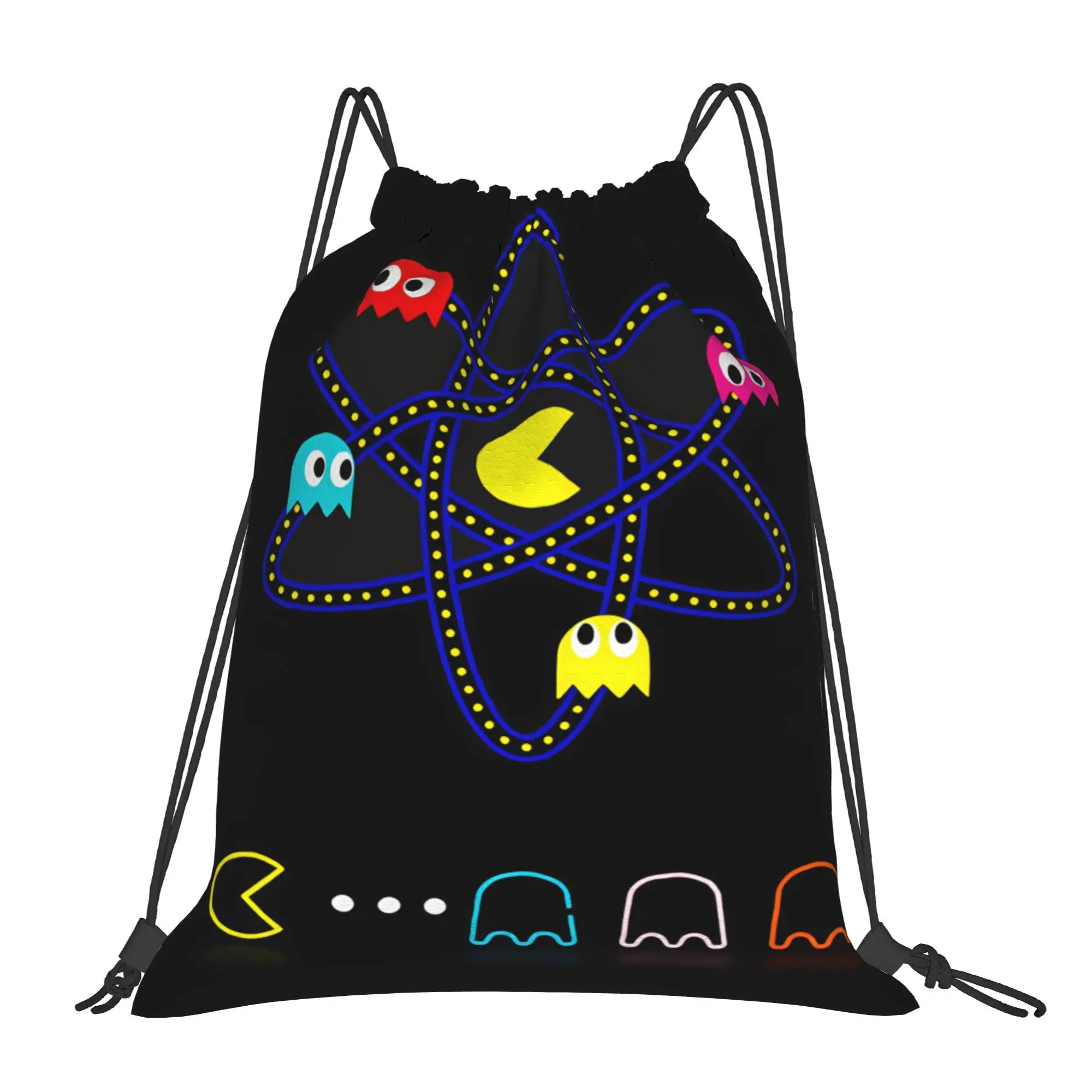 Рюкзак Pac-Man, портативная забавная сумка на шнурке для студентов, спортзала, фитнеса, индивидуальная сумка-мешок на шнурке