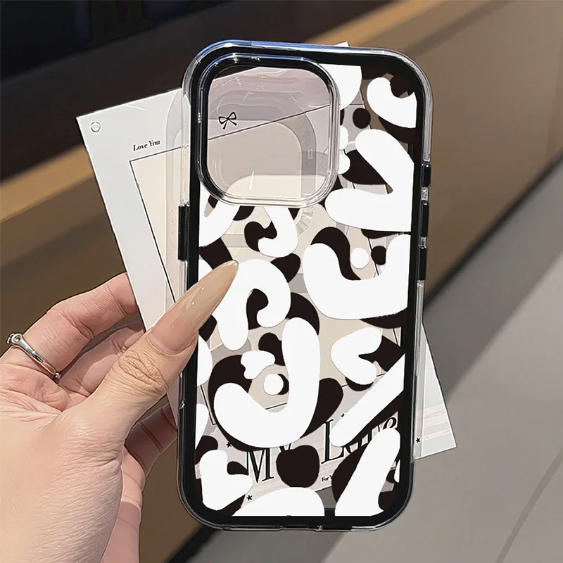 Фото Прозрачный чехол для телефона для iPhone 16 Pro, чехол для iPhone 15 13 17 11 12 14 Pro Max 17, мягкая розовая задняя крышка с буквенным граффити №3