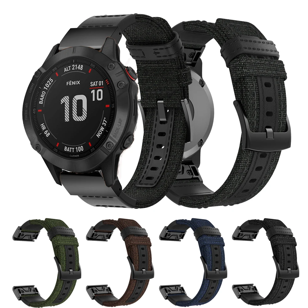 Быстросъемный ремешок 22 мм для Garmin Fenix 7 6 5/EPIX/INSTINCT 2/Approach S62 S60/MARQ/935 945, спортивный нейлоновый кожаный браслет