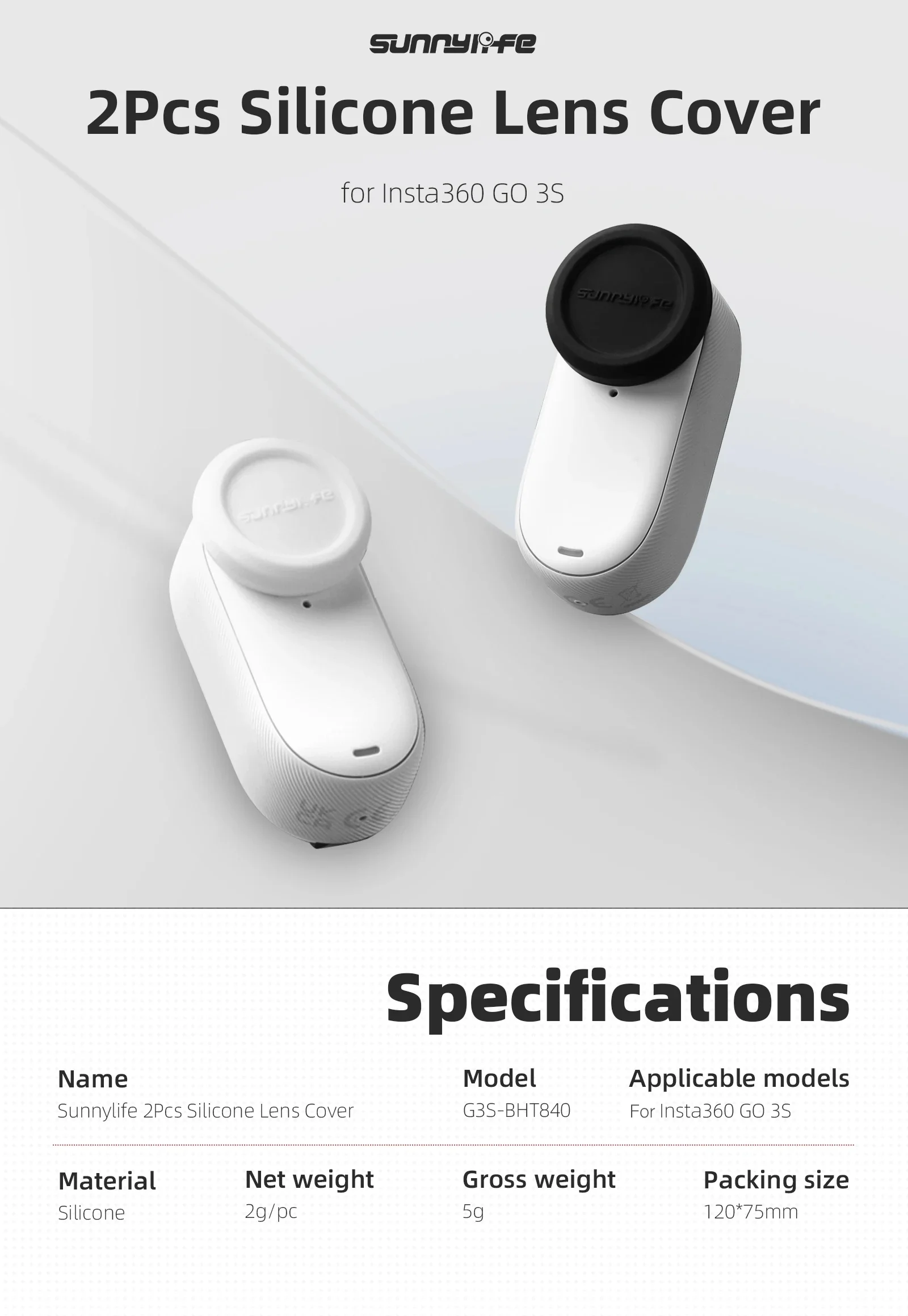 Sunnylife для Insta360 GO 3S силиконовая крышка объектива с защитой от царапин крышка объектива Защитная крышка для Insta360 GO 3S аксессуары для камеры