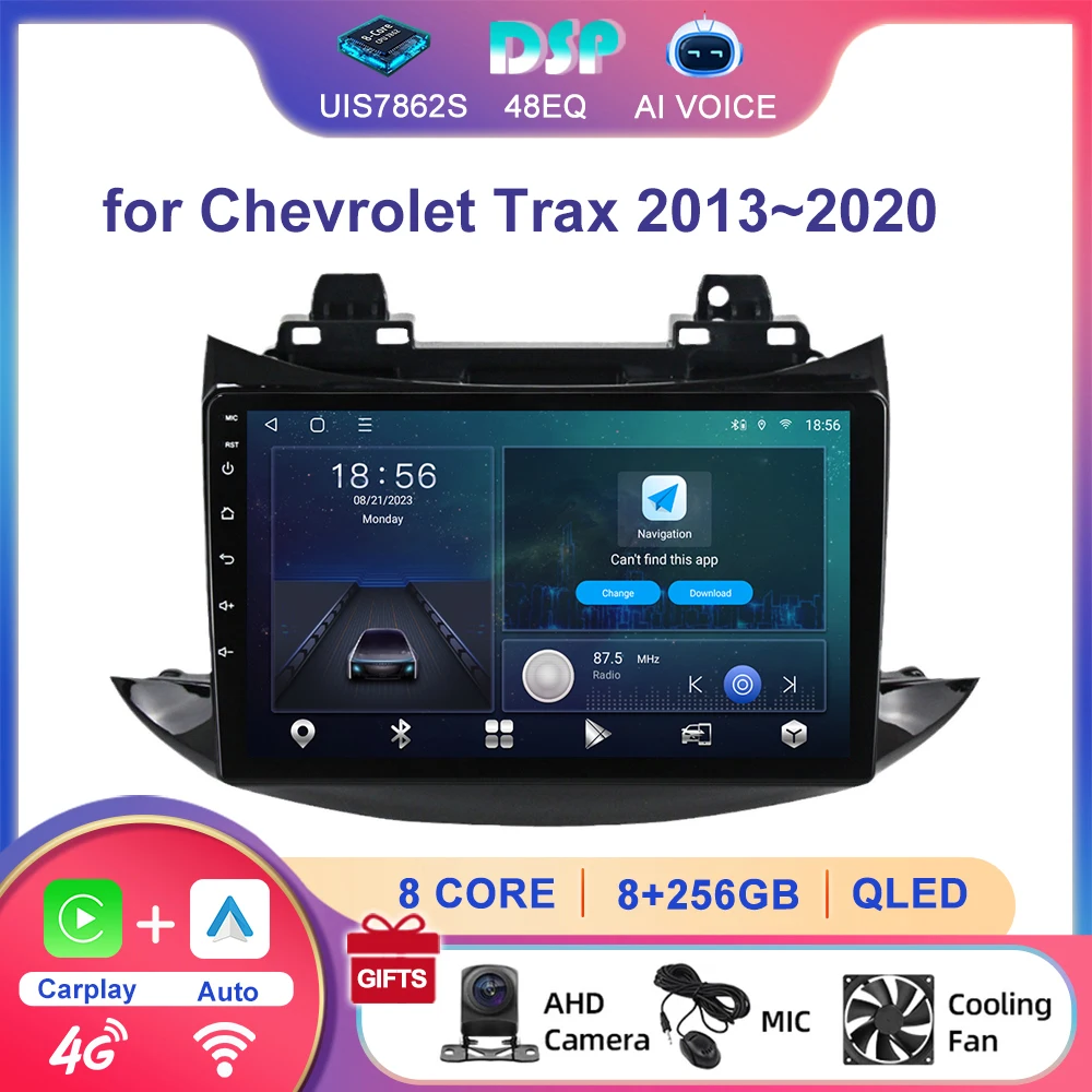 9-дюймовый сенсорный экран, GPS-навигация, 4G, беспроводной видеоплеер Carplay, Android, автомобильное радио, мультимедиа для Chevrolet Trax 2013 ~ 2020