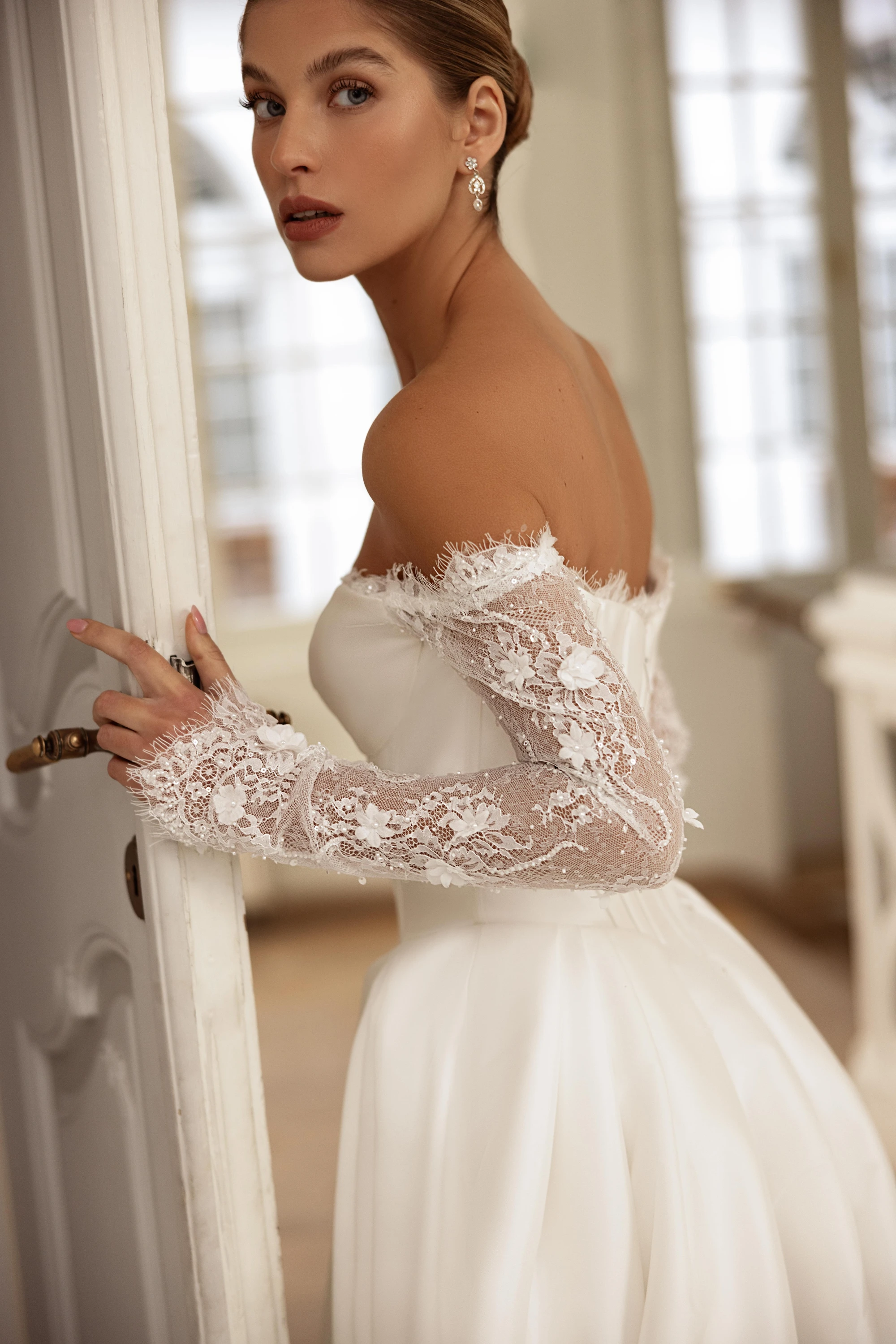 Фото Атласное свадебное платье Vestidos De Novia Princesas Elegante Кружевное бальное платье в стиле манга Larga Платья для невесты на заказ Hochzeitskleider №4