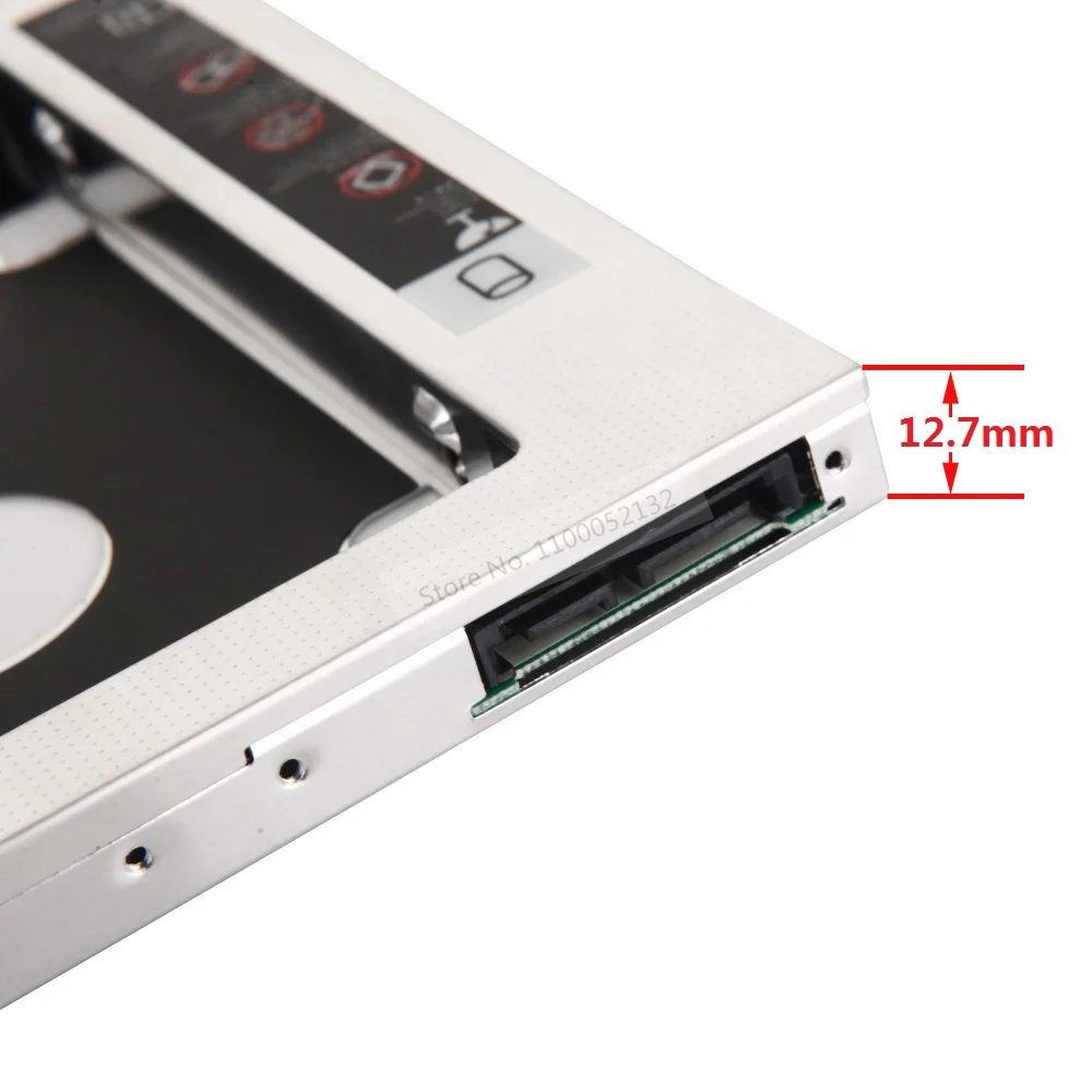 Фото Алюминиевый 2-й жесткий диск HDD SSD Case Оптический 12,7 мм Caddy SATA для ASUS G50 G53 G60 G70 G72 G72Gx G74 G74XS G75 G75VW re UJ141AF №4