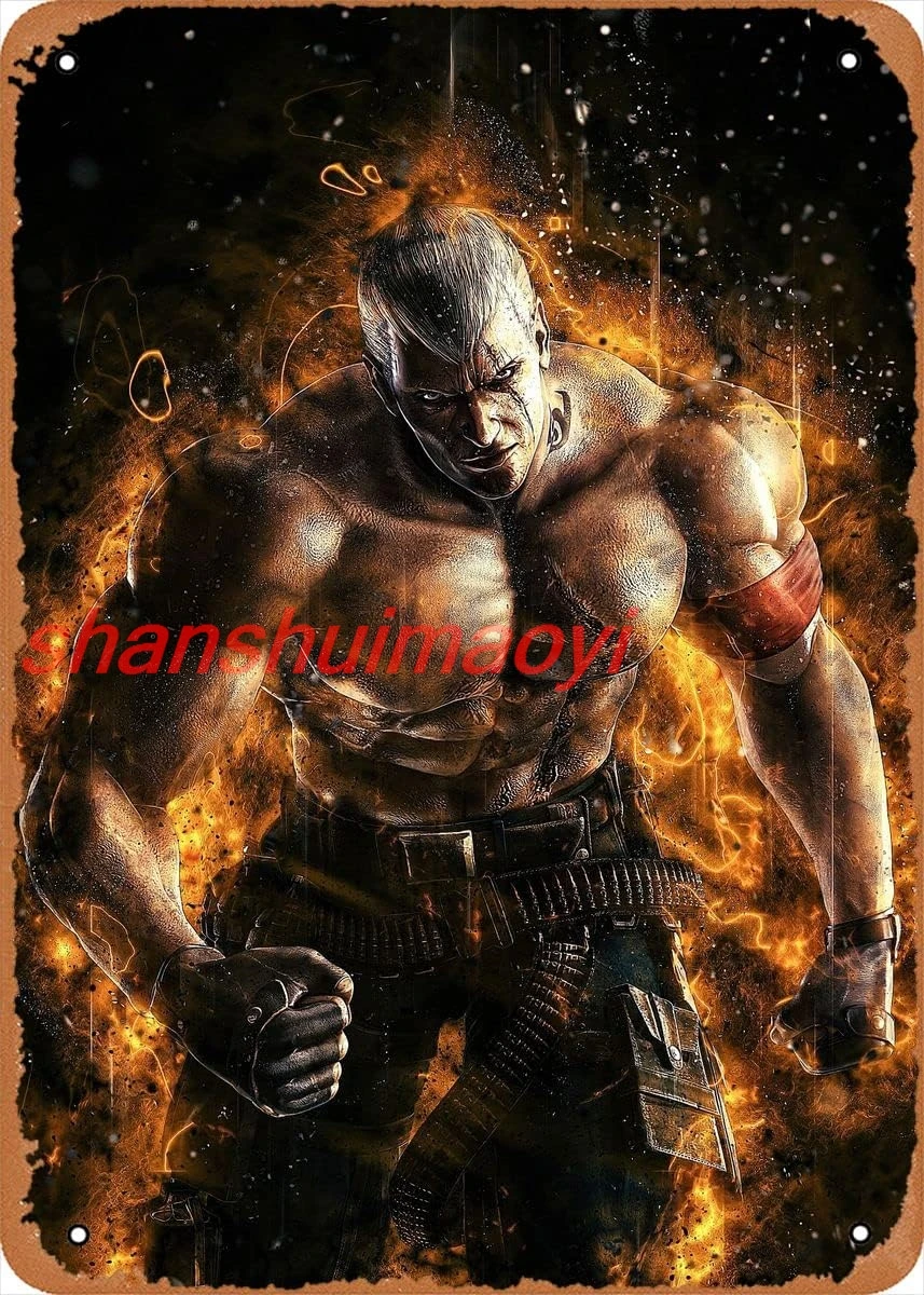 Металлическая вывеска — Tekken Bryan Fury — 8 х 12-дюймовая жестяная вывеска в винтажном стиле, бар, художественное украшение стены MAN CAVE