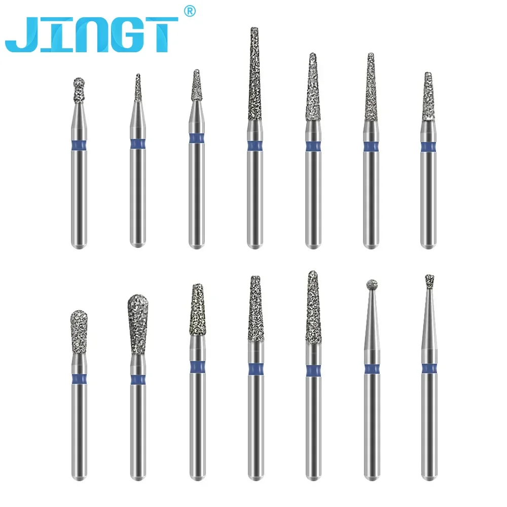 JINGT 10 шт. стоматологические алмазные боры для высокоскоростного наконечника, средний бор, инструменты для полировки стоматолога-высокая режущая сила, экономичная