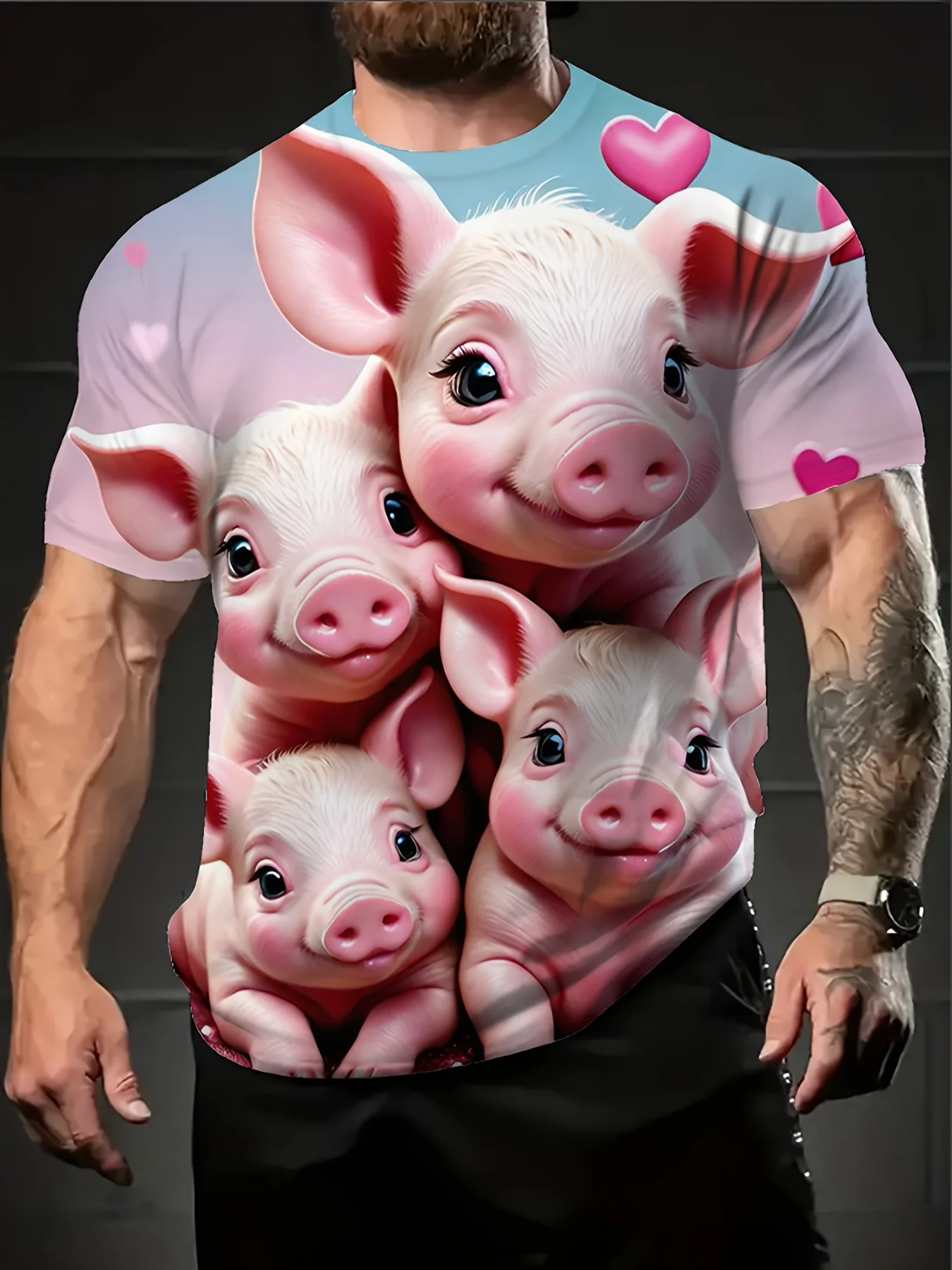 Мужская футболка с забавным мультяшным принтом Ai Pig 3d, повседневная модная уличная одежда с короткими рукавами, мужская одежда, футболки унисекс с круглым вырезом