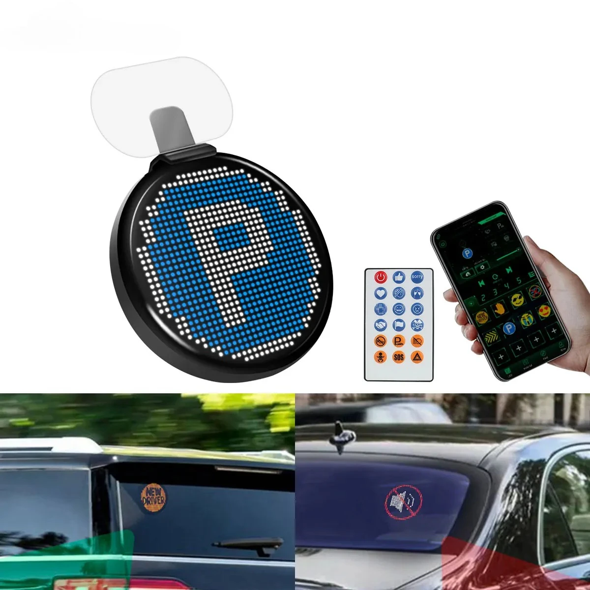 Автомобильный светодиодный экран, Bluetooth, прокрутка, управление через приложение для сообщений с дистанционным управлением, световой дисплей на палец, индивидуальный текстовый узор, анимация